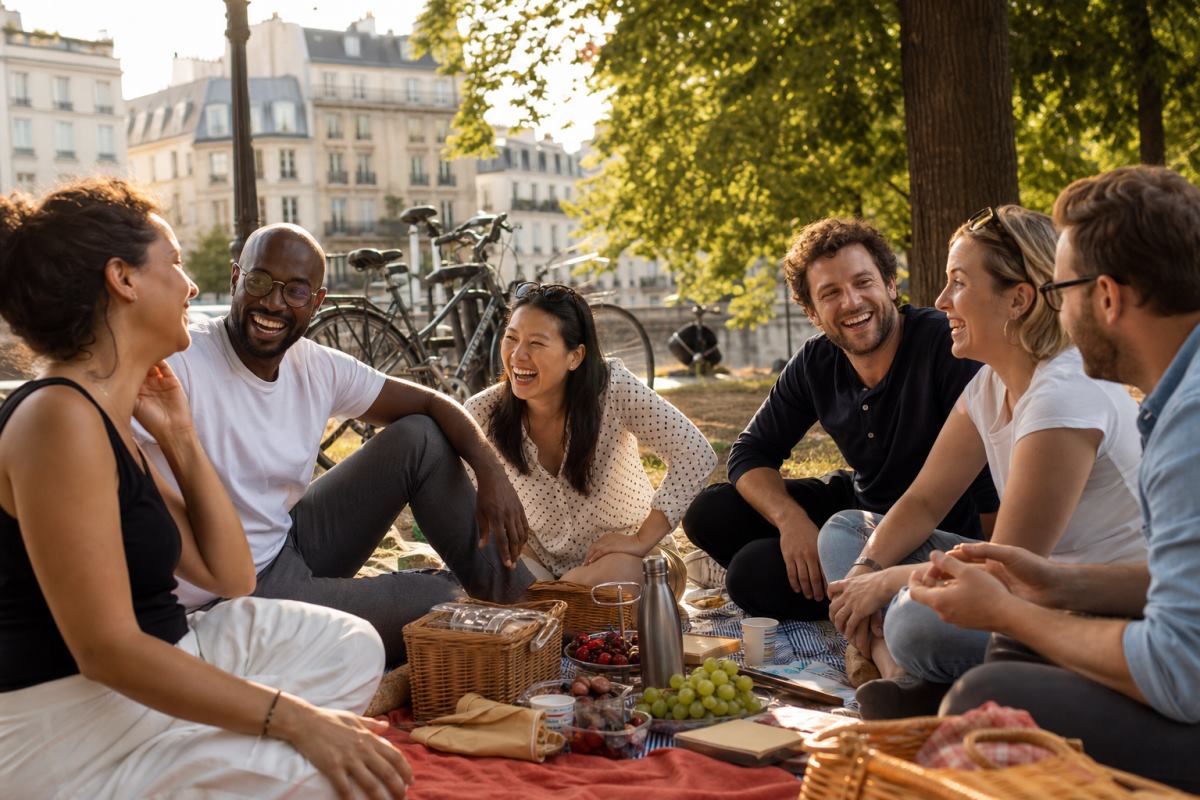 Groupe d’amis lors d’un pique-nique